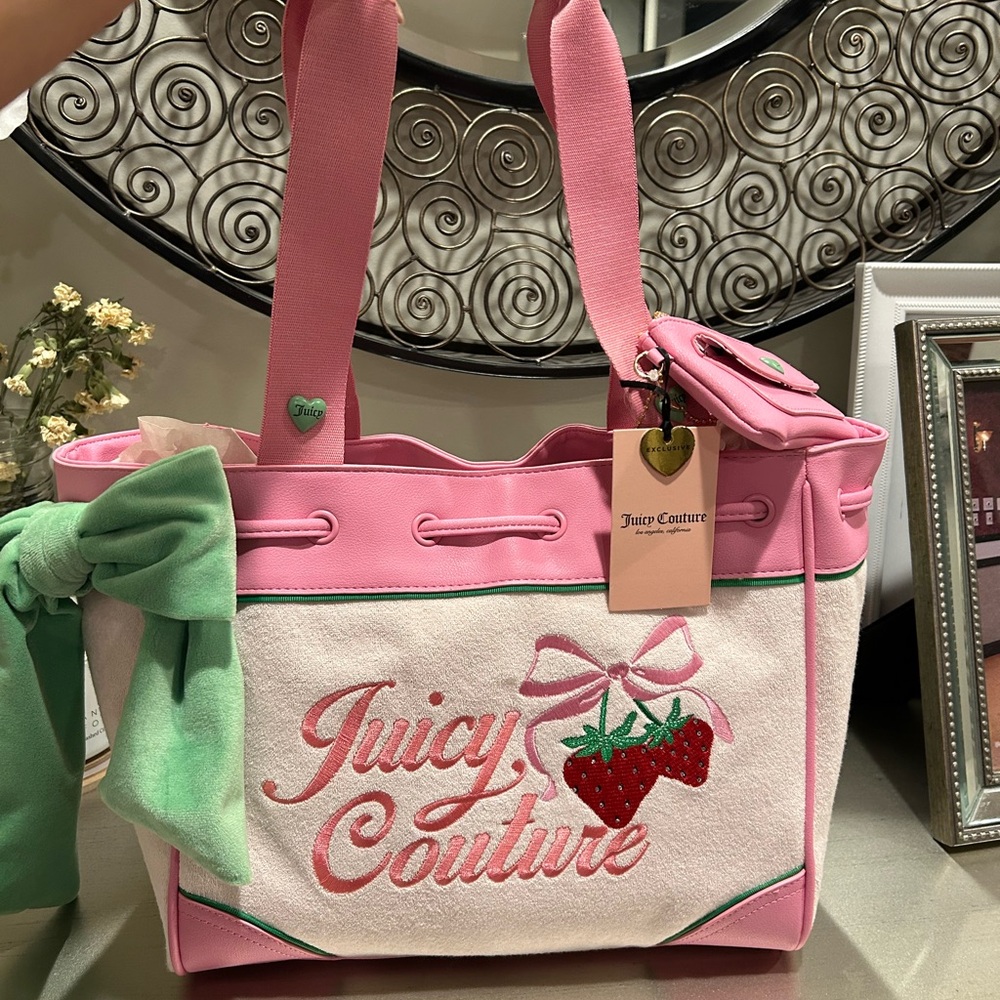Juicy Couture Pink and Green Strawberry Tote NWT